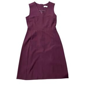 MM Lafleur The Annie A Line Dress Burgundy Size 10 V-Neck Sleeveless Sheath